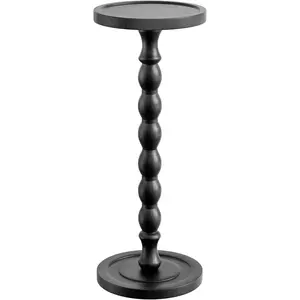 Rubberwood‌ Small side table, made of solid wood‌ Round side table suitable for small spaces, martini table, drink table with base, suitable for living room, bedroom, corner and office (black, 9.4inch )