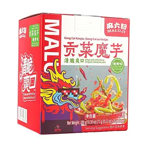 MALIUJI Crispy Konjac & Gongcai Snack 20ct 10.58oz - Sour Spicy Flavor, Low Calorie Crunchy Chinese Snack