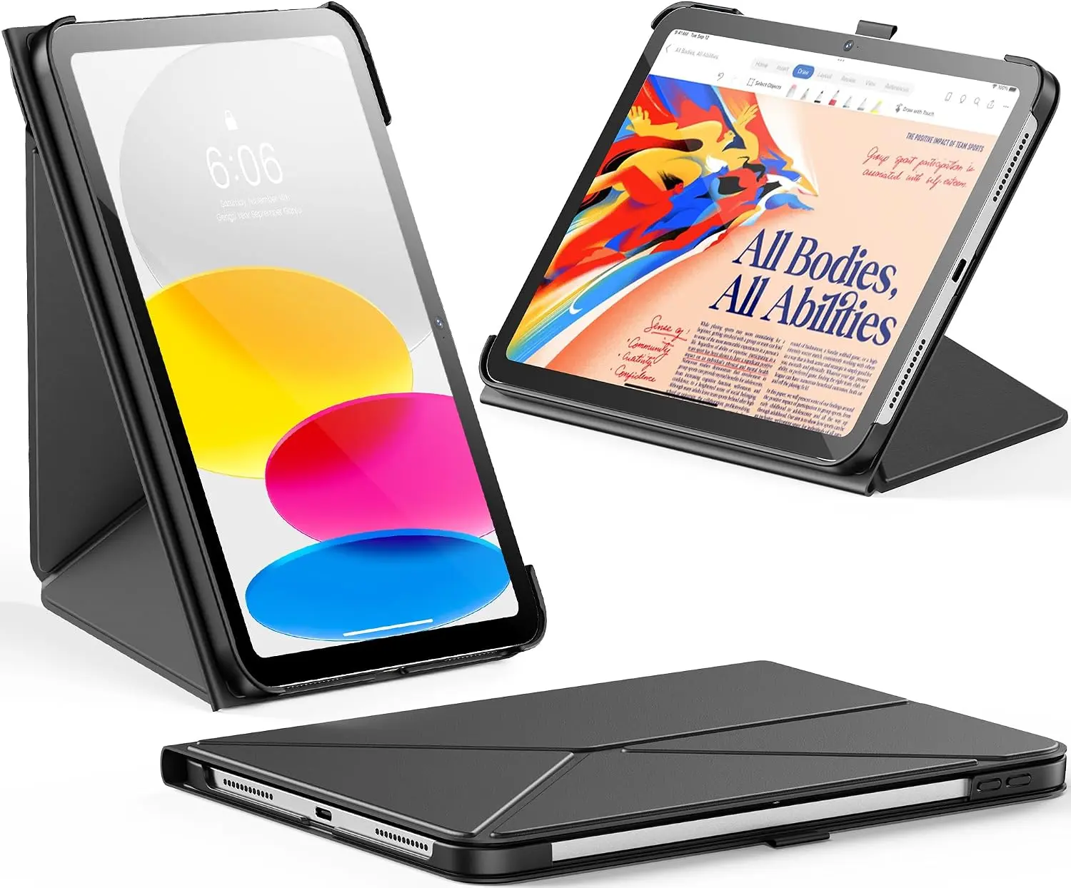 INFILAND Protective Tablet Case for iPad 11th Gen 11in 2025 (A16) & iPad 10th Gen 10.9in 2022 - Slim Magnetic Cover with Pencil Holder, Folding Multi-Angle Stand, Auto Wake/Sleep, Full Protection