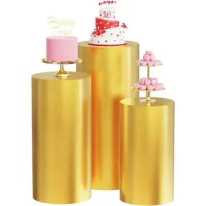 Cylinder Pedestal Stand Covers for Party 3 count Spandex  Cylinder Stand for Party Covers Plinth Pedestal Stand Cover Pillar for Birthday Party Wedding Decor