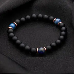 Onyx and Lapis Lazuli Beaded Bracelet