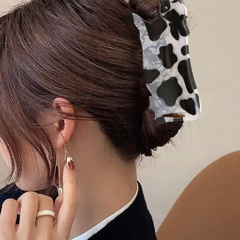 Cute Cow Print Hair Claw, Hair Clip, Claw Hair Clips, Fashionable Hair Accessories for Women & Girls, Casual Versatile Hair Accessories for Daily Wear