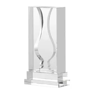 Block Cut Crystal Glass Vase with Hourglass Cutout - 2 Size Options Available