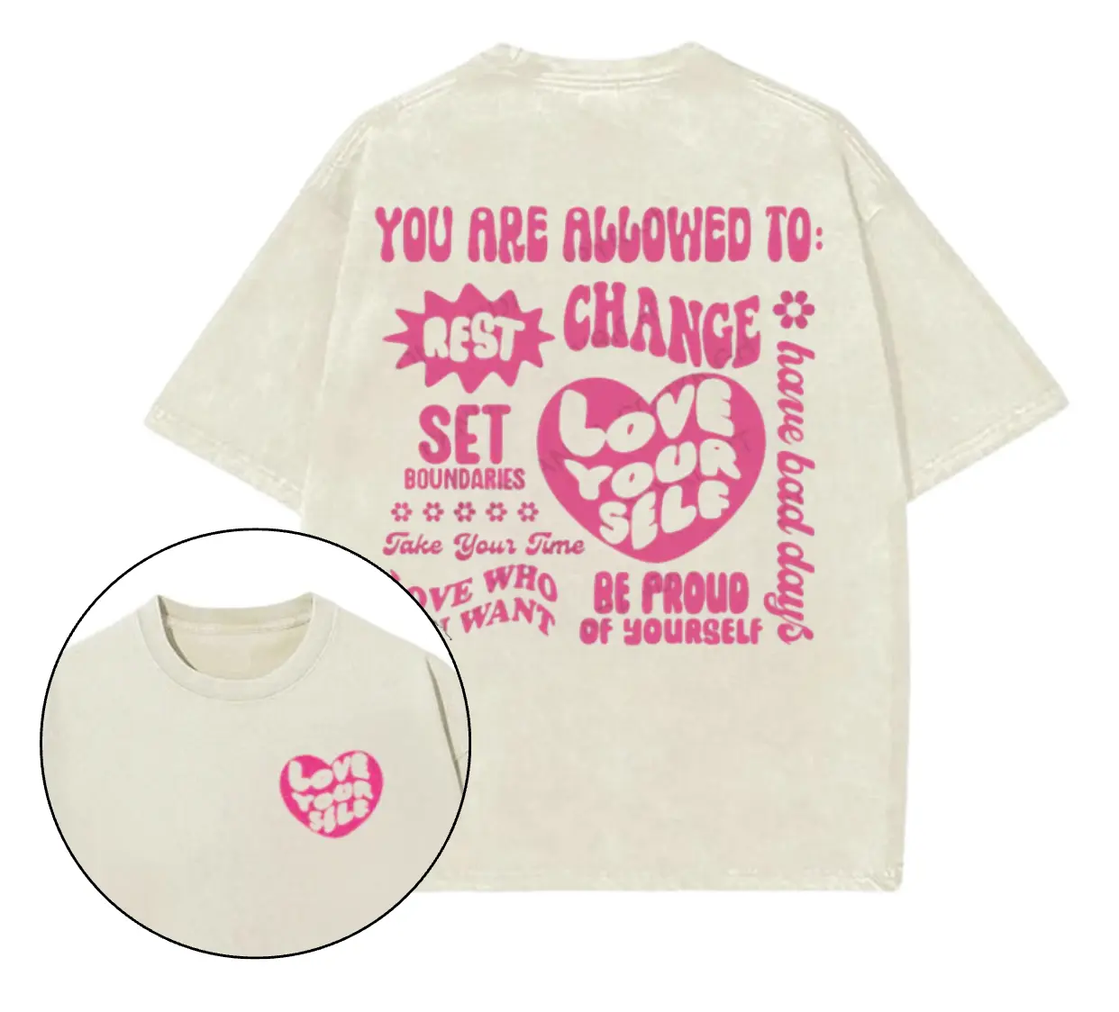 YOU ARE ALLOWED TO LOVE YOURSELF printed Gym T-Shirt, Gym Shirt, Graphic Gym Shirt, Vintage Washed Tee Conton, Gym Shirt Women, For Men, Ful Size