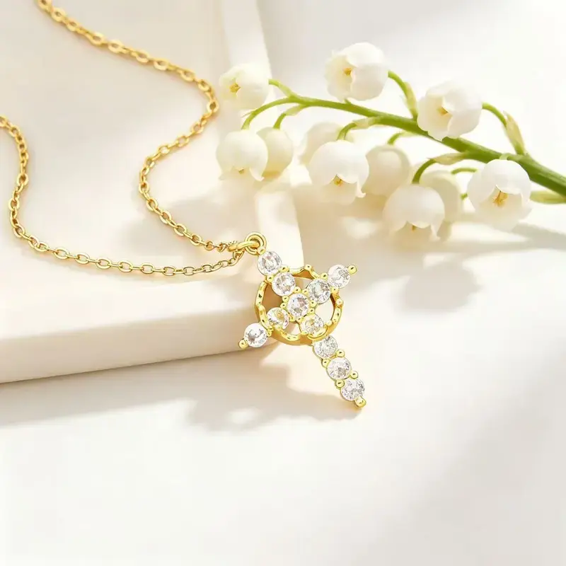 Crucifix Necklace with Crown Cross Pendant, Trendy Silver Tone Jewelry for Women & Men, Long Length Gender-Neutral Gift, Necklaces For Women, Crucifix Necklaces