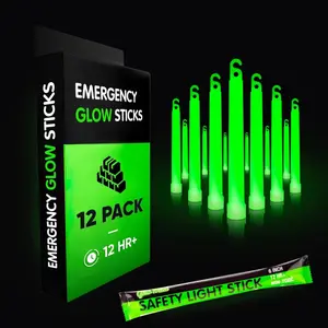 Emergency Glow Sticks with 12 Hours Duration, Individually Wrapped Industrial Grade Glowsticks for Survival Gear, Camping Lights, Power Outages and Military Use