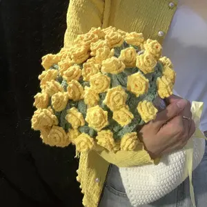 80/120/160cm Finished Crochet Rose Blanket Handmade Flower Bouquet Blanket Sofa Blankets Gifts for Lover Girls Friends Mom