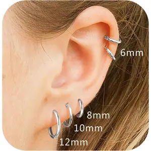 316L Surgical Steel Hoop Earrings, 6mm-20mm Huggie Hoop Earrings Men , Small Sleeper Mens Hoop Earrings Cartilage Earrings for Women 20G 18G