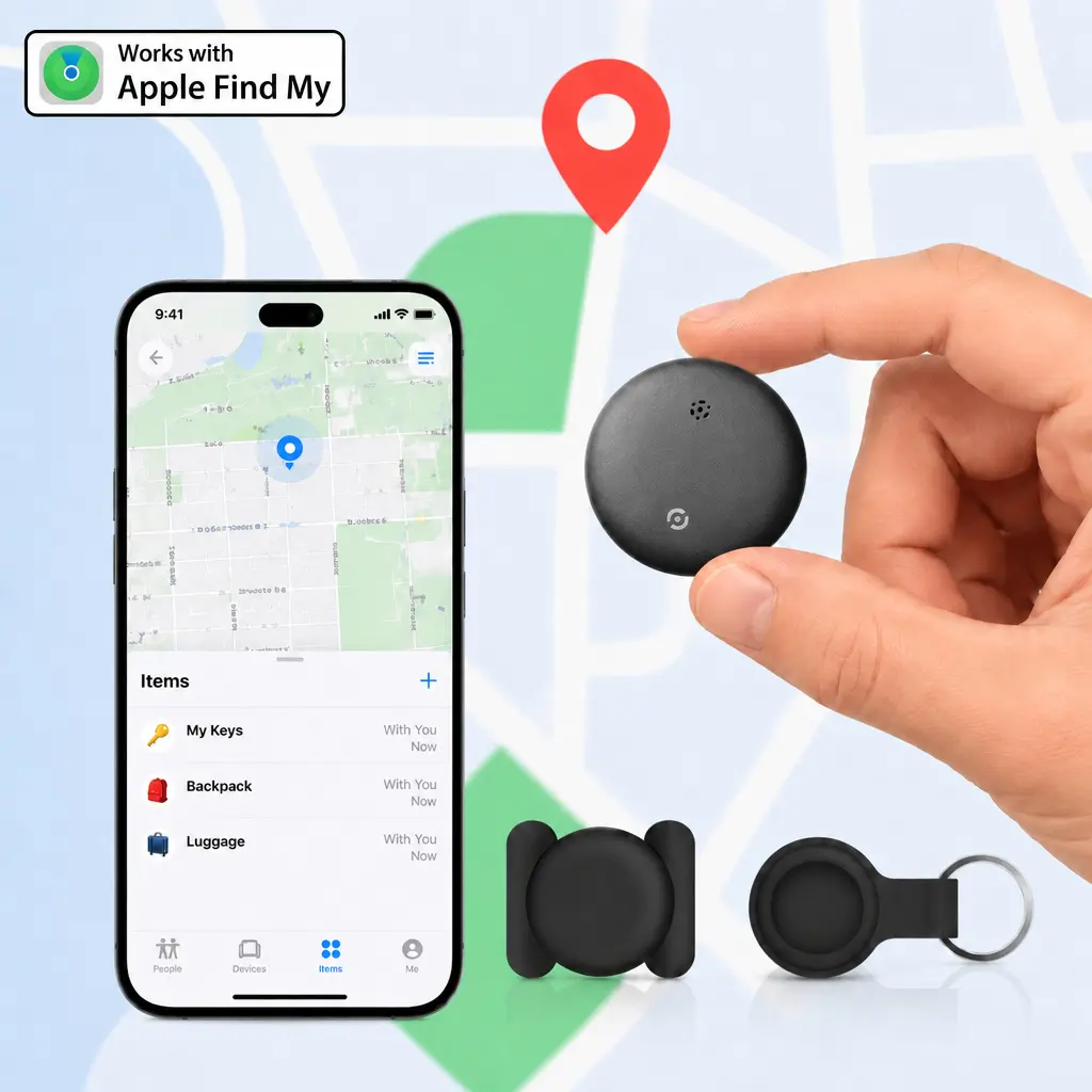 Compact Strong Magnet Hold GPS Tracker, Long-Life Battery Waterproof Portable Anti-Lost Device for Car, Key, 0 Monthly Fee iOS Hidden Wireless Locator
