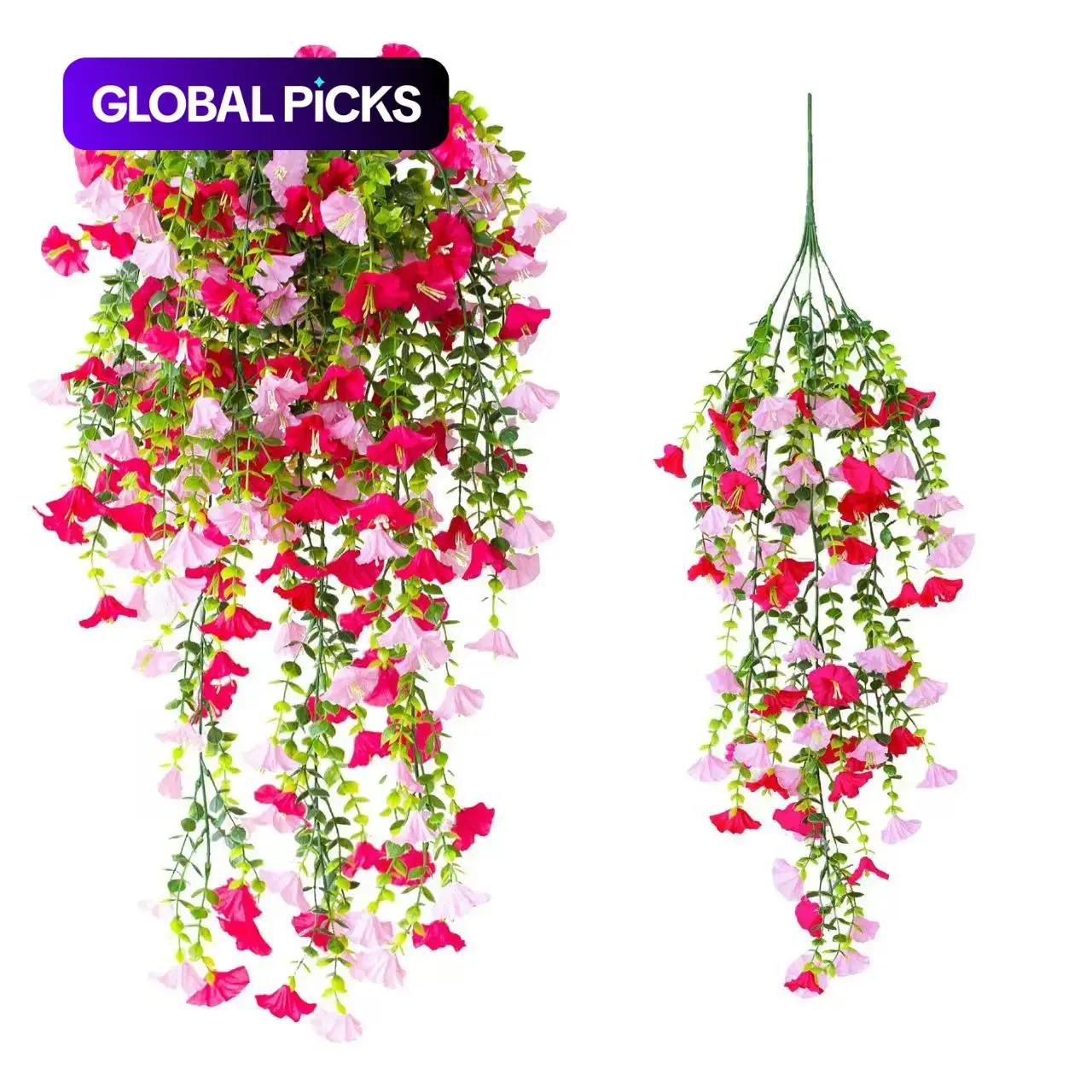 8-Pack Realistic Hanging Artificial Fake Flowers, UV-Resistant Trumpet Vine with Eucalyptus Leaves, UV Artificial Flowers For Outside, Outdoor Faux Plants for Home and Garden Decorative Decor, Artificial Flower Decorations #GLOBAL PICKS