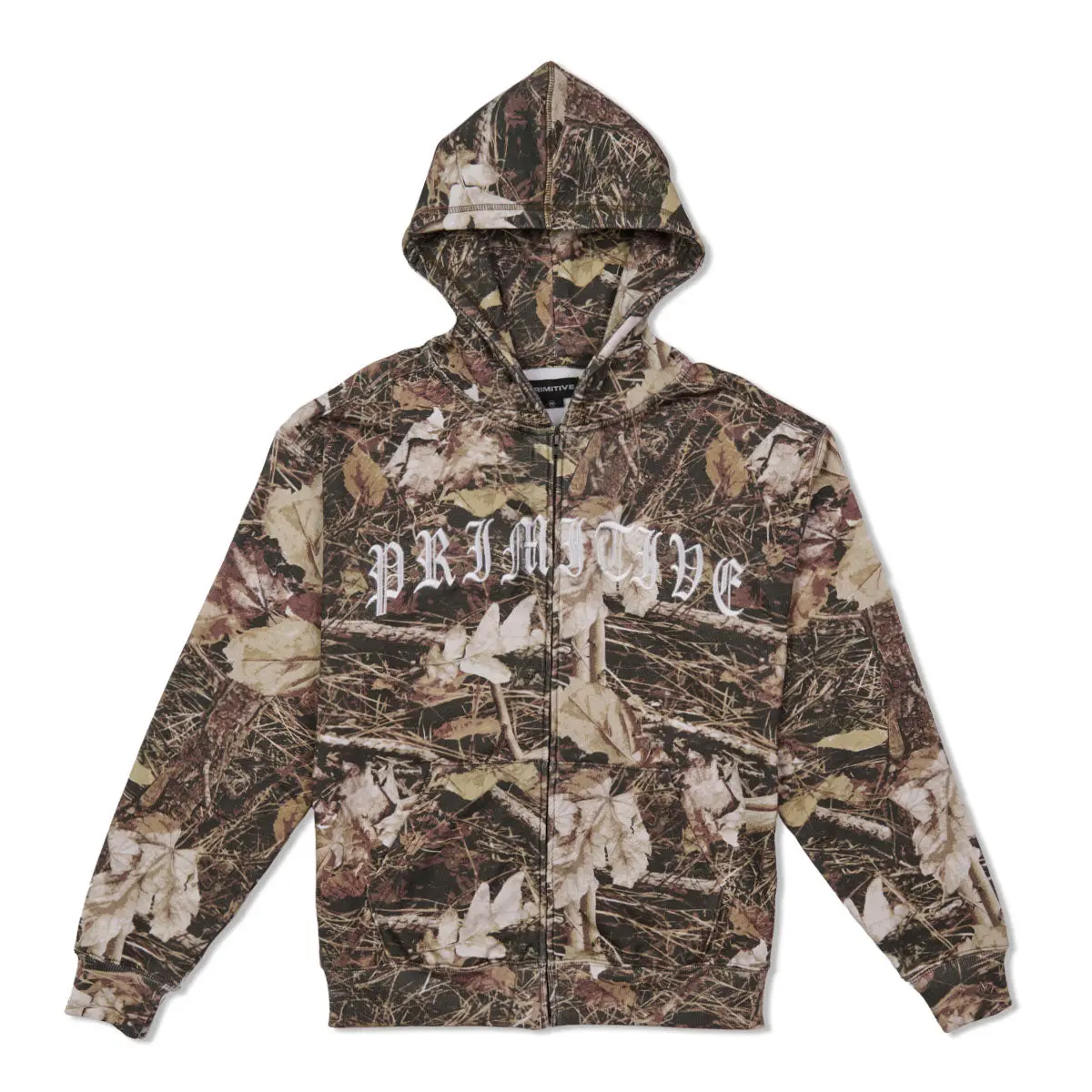 PRIMITIVE APPAREL Shaw OG Embroidered Zip Up Hoodie for Men, Heavyweight Regular Fit Casual Cotton Fleece Top, Tops, Menswear, Long Sleeve, Polyester, Zipped Neck, Zipper