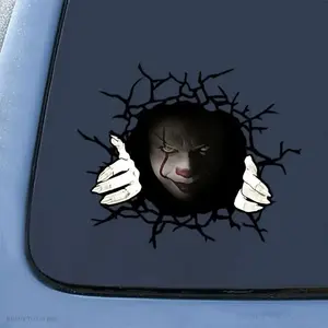 Spooky Halloween Clown Peek Car Stickers - Vinyl Material For A Creepy Vibe,Halloween