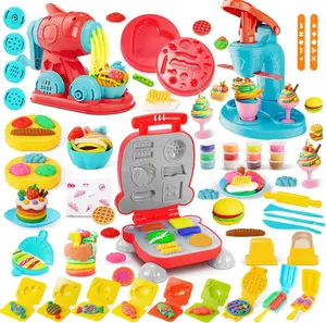 3-in-1 Color Dough Sets for Kids  Ice Cream Hamburger Noodle Maker Toy for Kids 3-12 Arts &Crafts Gift for Toddler, Christmas Birthday Gifts for Boys Girls