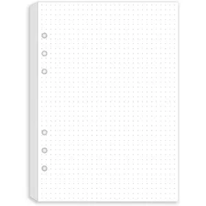 A5 Dotted Paper Refills - 6 Hole Punched, 100 Sheets/200 Pages Dot Grid Paper, Refills for Filofax Planner/Binders/Organizer, 100gsm, 5.8'' x 8.3''