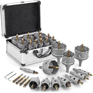 Metal Carbide Hole Saw Set - 16-Piece TCT 5/8"-2-1/4" Inch Hole Cutter Set, for High-Precision Cutting of Stainless Steel, Iron, Copper, Brass