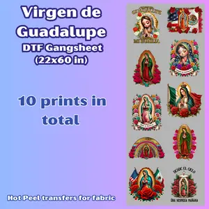 G23 Virgen de Guadalupe DTF Gangsheet for shirts