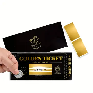 Black & Golden Scratch-Off Cards, Vertical Cards with Envelopes & Stickers, Personalized Message Field, Romantic Evening & Surprise Gift Voucher with Scratch Reveal, Coated Finish, Perfect for Birthdays, Anniversaries