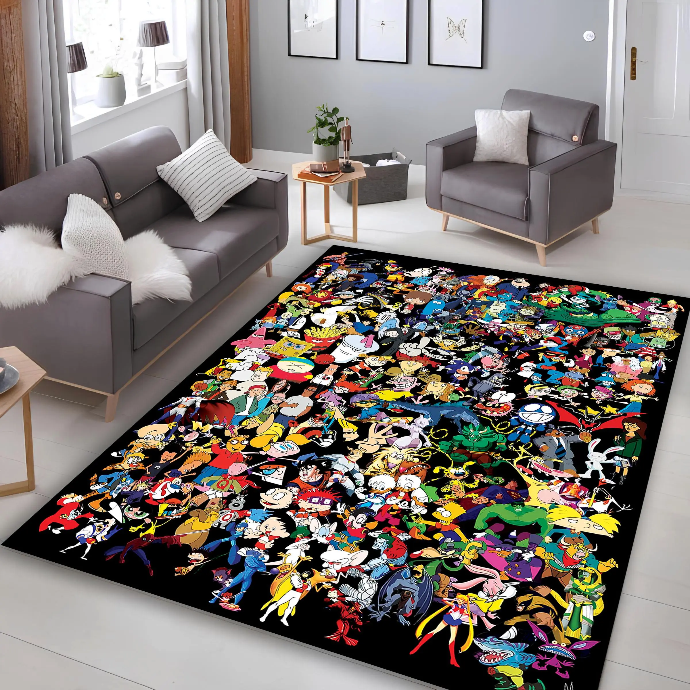 Cartoon Network Rug, Retro Game Room Carpet, Boys Room Decor