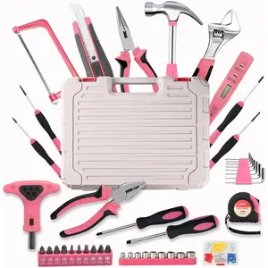 103Piece Pink Tool Set,DIY Tool Box for With Case,Home, Office and College Dorm of Starter Basic