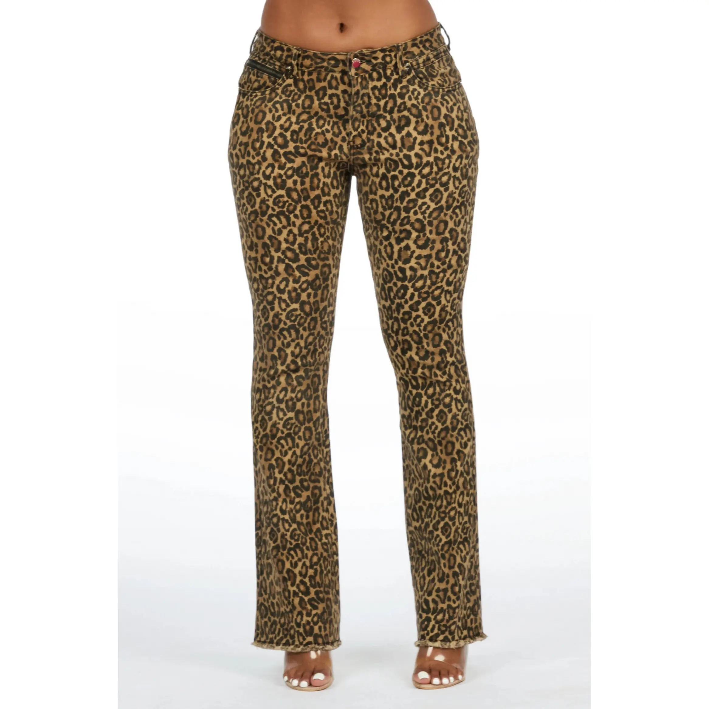 Tiriea Cheetah Low Rise Stretch Bootcut Jean