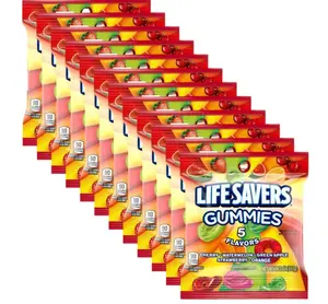 LIFE SAVERS 5 Flavors Gummy Candy, 3.22 oz Bag (Pack of 12)