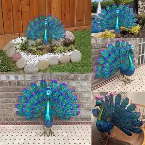 Metal Peacock Statue Garden Ornament Art Unique Peacock Ornament For Outdoor Home And Garden Decor, Patio Decor, Metal Farmyard Display