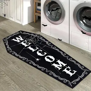 Gothic Style Coffin Shape Cushion with Skull Design, Three Color Options, Unique Irregular Shape for Bedroom and Living Room Decor, Halloween Christmas Decoration