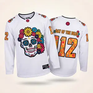 Premium Embroidered Hockey Jersey, Fully Stitched Skull Graphic Oversized Fit,stylish jersey