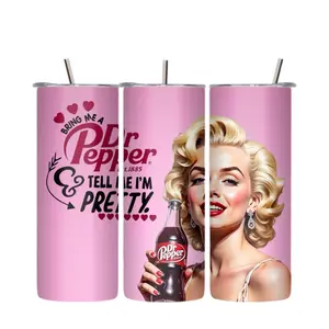 Bring me a Dr. pepper and tell me I’m pretty tumbler Drinkware Portable Washable Reusable custom tumbler day Bottle Lid