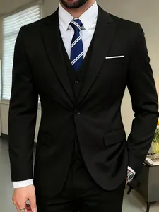 Men's Solid Color Casual Single Piece Suit Jacket, Long Sleeve, High-End Business Fit, Perfect for Parties and Daily Wear, Stylish and Comfortable