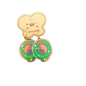 Christmas Wreath Earrings, 4 cm, Festive Holiday Accessories