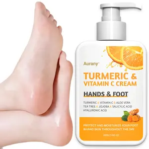 Turmeric + Vitamin C Cream, Turmeric Cream For Feet, Foot&Hands Moisturizing Cream, Foot Care Cream, Hydrating Lotion, With Aloe, Salicylic Acid & Jojoba Seed Oil, Moisturizing For Dry Skin, Long Lasting Moisturizing, Unisex, Gift For Him/Her - 200g