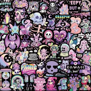 Gothic Style Sticker, Sticker Packs, 56/1120pcs Cartoon Skull Pattern Decorative Sticker, Waterproof Self Adhesive Decor Paper for Gift Greeting Card & Water Bottle & Laptop, Ornaments
