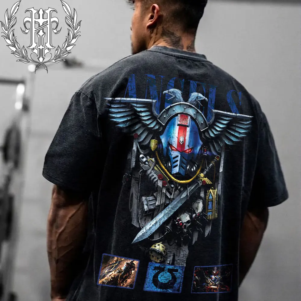 HardTimesClothing - Space Marine Warhammer 40K NEW40K Retro Vintage Cotton Oversized Streetwear Tee, Y2K Gothic Grage Washed Anime Graphic T-Shirt 10phic Shirt, Acid Wash Heavyweight Cotton Unisex Gift