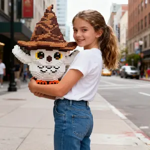 Owl Wizard Hat 3D Building Block Puzzle Blocks, Creative Decoration for Room, Birthday Halloween Valentine Christmas Gifts, DIY Home Decor