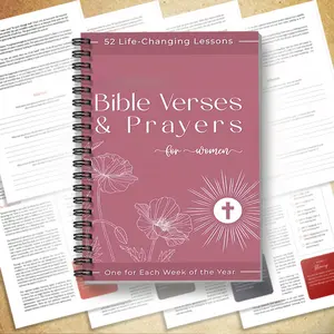 1 pc A5 inch Women's Scripture Prayer Annual Journal Themed Notebook, Pink Floral Cross Design, Spiral Bound, Christmas & Thanksgiving Gift Prayer Reflection Notebook, Guided Journal