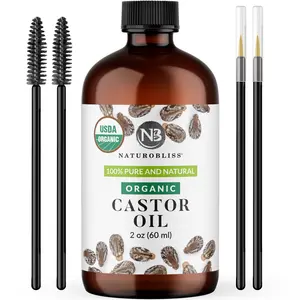 NaturoBliss Organic Castor Oil 2oz | USDA Certified Organic, Cold Pressed, Hexane Free | Hair Growth, Skin Moisturizer, Eyelashes & Eyebrows, Lash & Brow Enhancer | Made in USA, Unrefined | Amber Glass Bottle for Long-Lasting Freshness Haircare Dropper