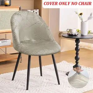 Silver Fox Velvet Embossed Pattern Chair Cover, Elastic Detachable, Home Hotel Dining Room Furniture Protection, Stretch Chair Slipcover
