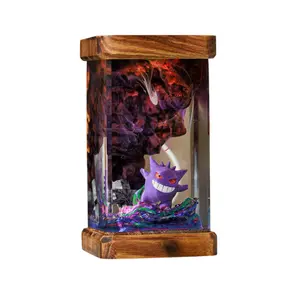 Handmade Gengar Resin Sculpture – Unique Epoxy Diorama, Collectible Pokémon Model, Spooky Terrarium Display, Gamer Room Decor, Gift for Fans Artistic Glossy