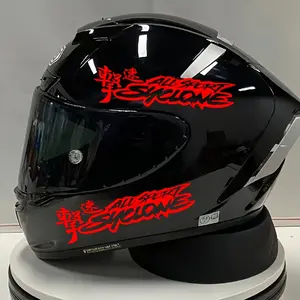 2PCS Japanese Kanji Stickers - Shark Fin Design + Red Japanese Characters. Waterproof PVC, for Motorcycle Helmets/Car Rearview Mirrors, Scratch-resistant, Easy to Apply