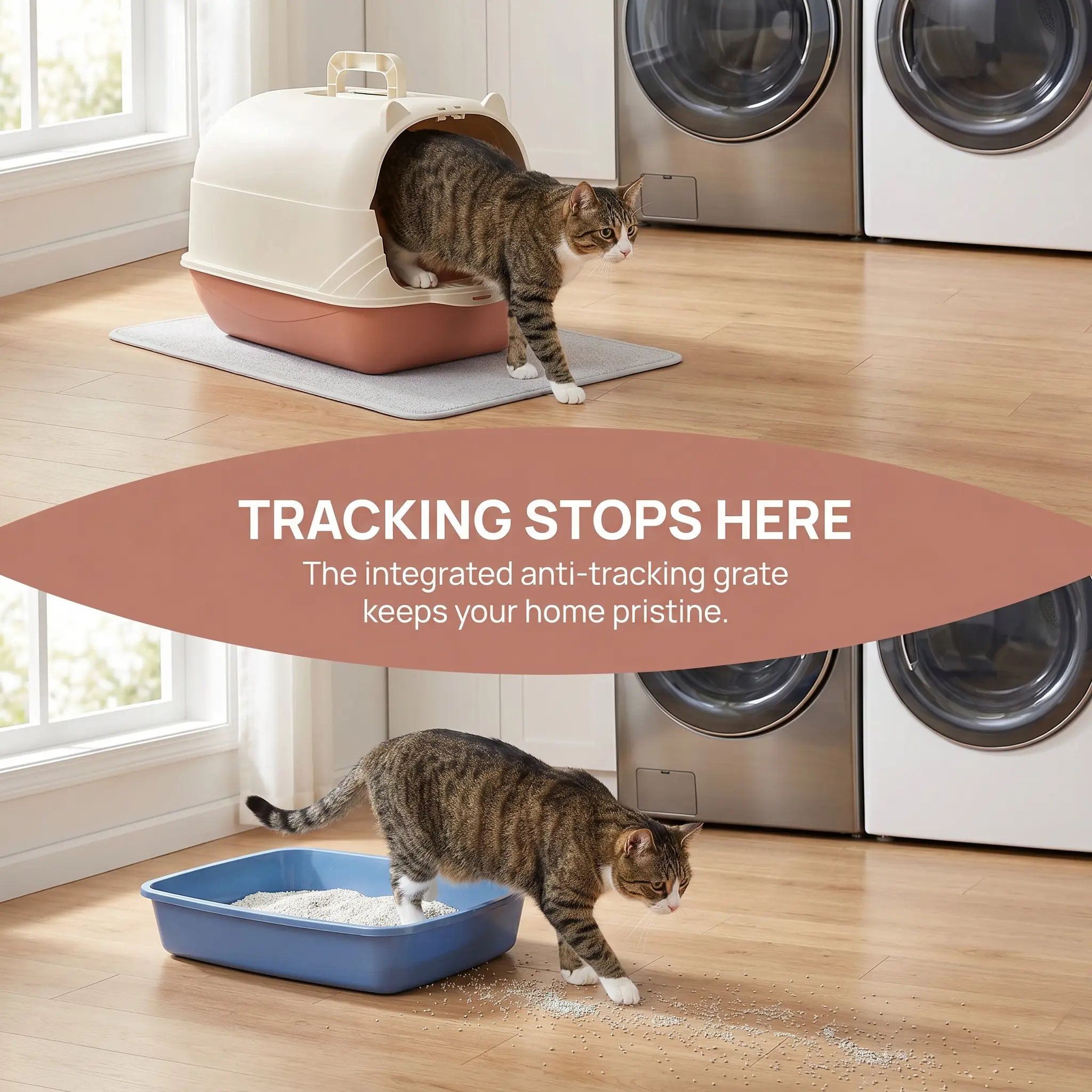 Plastic 3-in-1 Convertible Fully Enclosed Cat Litter Box with Flip Door, Litter Tray, Private Odour Control, Detachable Top & Door, Anti-Splash, Deep Clean Design, Free Scoop, Extra Large Space for All Cats