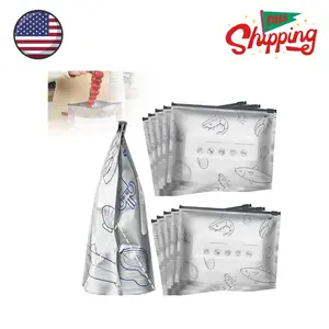 Reusable Aluminum Zipper Storage Bags with Label and Zip Lock (30PCS, 3 Size)