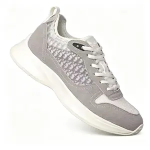 Men's Light Gray Retro Patchwork Running Sneakers, Breathable Patterned Mesh Suede LaceUp Casual Shoes, NonSlip Cushioned Platform Trainers, Trendy Daily Walking Athletic Shoes for Outdoor Workout Streetwear