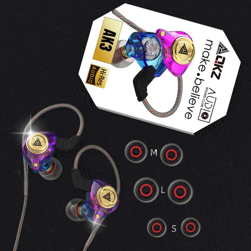 Wired Gaming Earbuds, QKZ Ak3 in Ear Monitors with MIC, Deep Bass Sound Wired Earbuds, HiFi in Ear Headphones with 1DD 3.5mm Dynamic Driver, IEM for Music Gaming Video Calling (Black/Clear/Purple/Green)