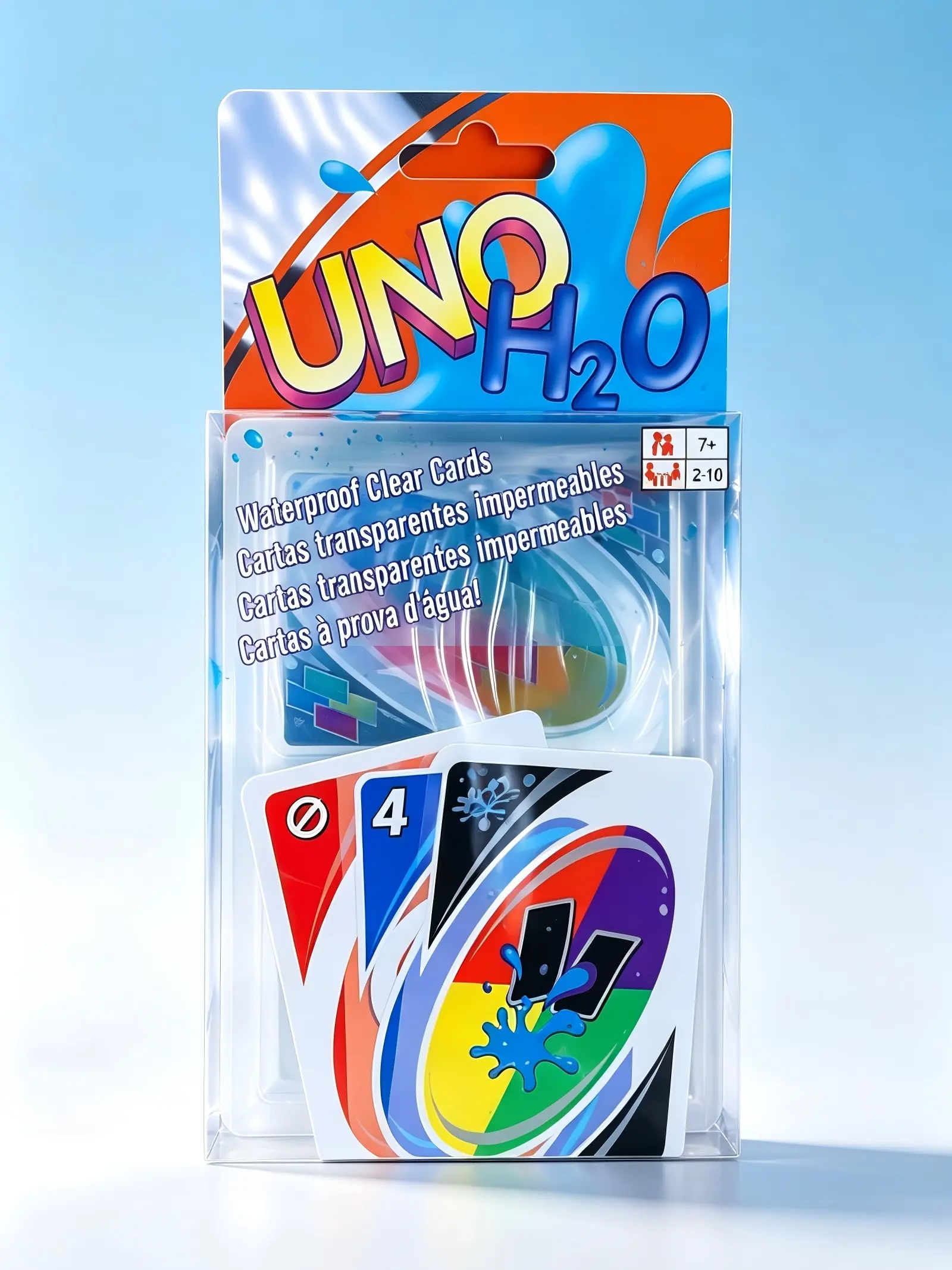 UNO H2O Waterproof Clear Plastic Cards 2 Pack Value Bulk Set Durable See Through Playing Cards Outdoor Travel Family Game Night For Kids Adults