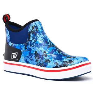 Trudave Mens Deck Boots, Waterproof Rubber Fishing Rain Boots, Anti-slip Short Ankle Shoes for Outdoor Fishing, Boating, Size 5-11 Comfortable