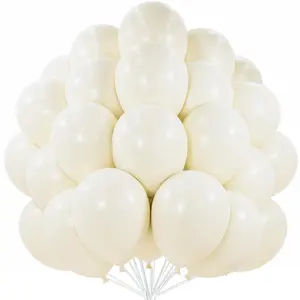 PartyWoo Thick 12-Inch Beige Decorative Balloons, 50-Pack Cream Ivory Balloon Clusters for Wedding, Birthday Theme Boho Party Decorations (White-Q08), Decorative Balloons Balloons, Balloon Clusters Balloons