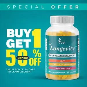 Longevity+ Daily Wellness Support - 90 Vegan Capsules for Cellular Energy, Inflammation & Immune Boost - 1 Month Supply - Made in USA - Non-GMO - Healthcare Dietary Fitness Supplement Vitamin