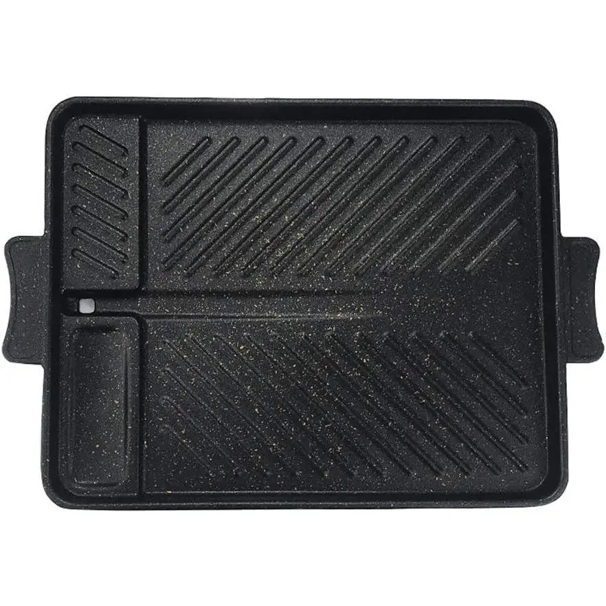 Korean Style Non-Stick Smokeless Rectangular Grill Pan Baking Tray Barbecue Plate for Indoor Outdoor BBQ