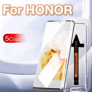 5 Pack Honor Magic Series Screen Protector, 9h Hardness Tempered Glass Film, Easy Installation, Compatible with Multiple Smartphone Models, Casing
